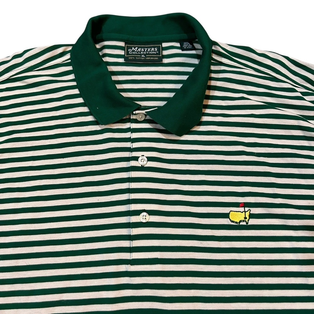 Master's Collection Men's Polo Shirt XL Extra‎ Large Green Stripe Mercerized